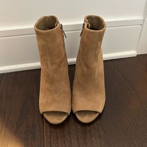 Sam Edelman Tan Suede Peep-Toe Ankle Boots